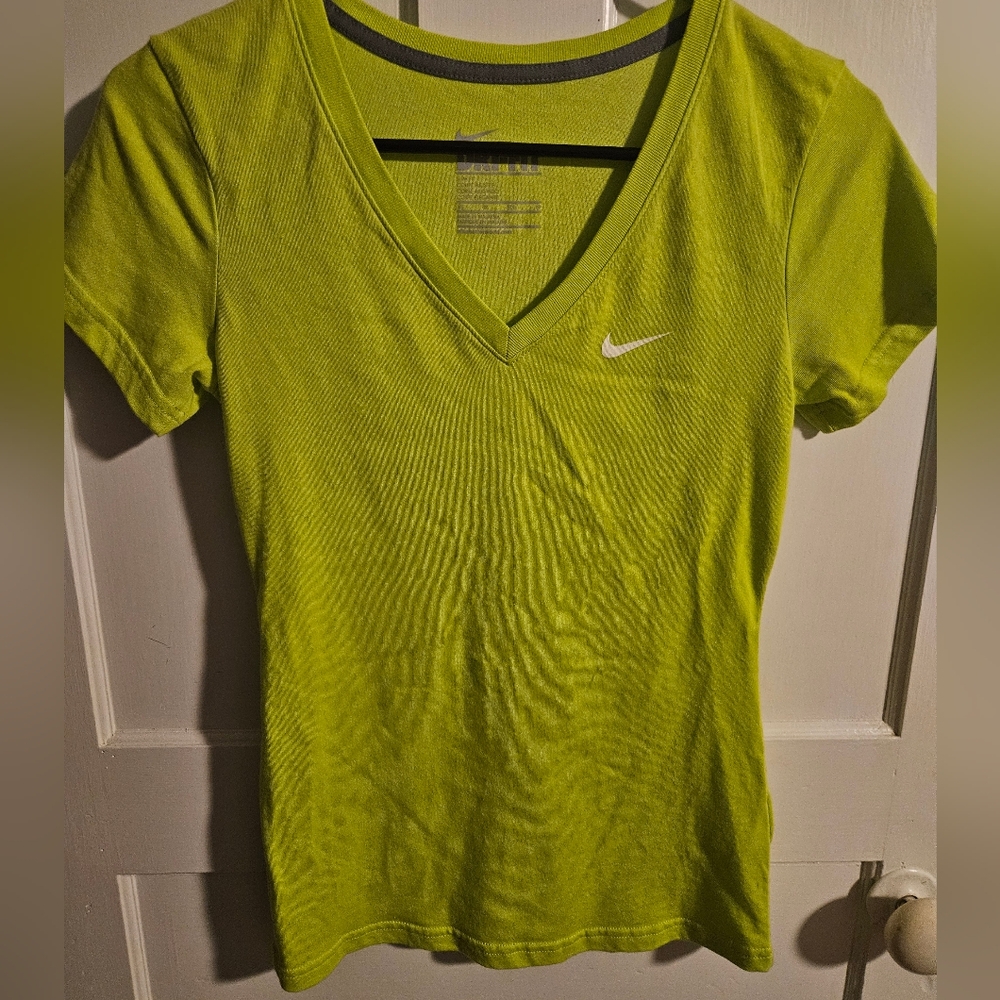Nike Lime Green V-Neck T-Shirt
